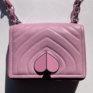 kate spade Pink Quilted Leather Shoulder Bag with Heart Turnlock